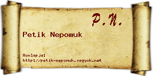 Petik Nepomuk névjegykártya